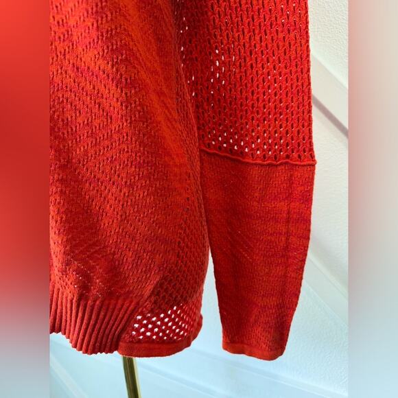 Prana Cedar Lightweight Cowl Neck Sweater In Fiery Red Orange Size Medium - Picture 6 of 12